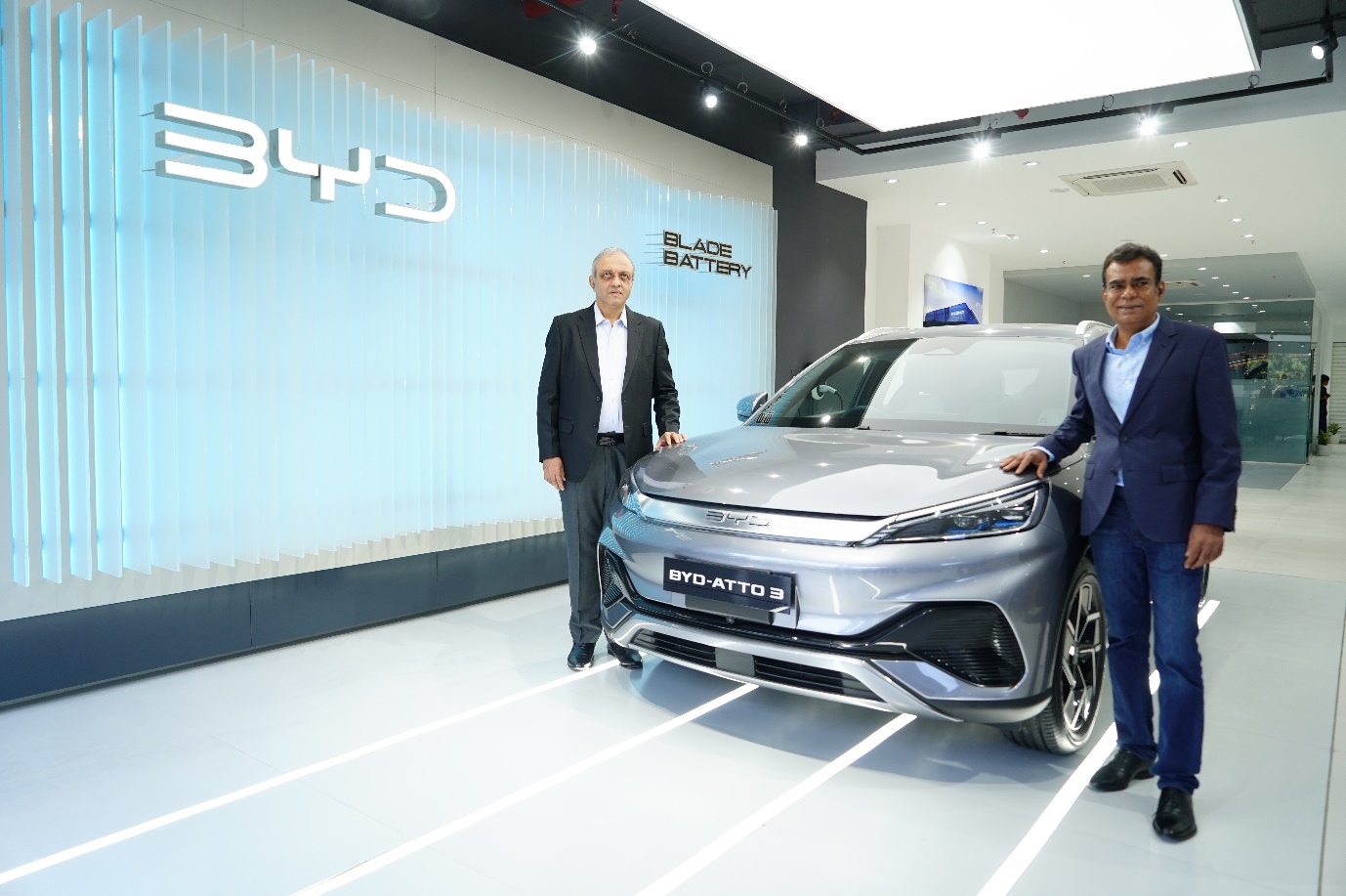 BYD India's BYD-ATTO 3 at their new Hyderabad showroom launch.